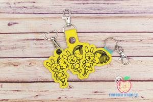 Girl holding rabbit Keyfob Keychain ITH