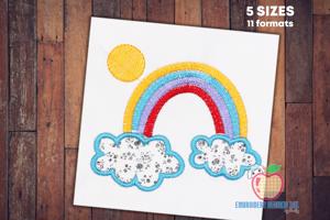 Colorful Rainbow with Cloud Applique Pattern