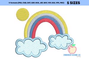 Colorful Rainbow with Cloud Applique Pattern