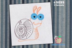 Cartoon Garden Snail Sketch Embroidery