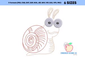 Cartoon Garden Snail Sketch Embroidery