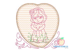 Little Girl In A Heart Embroidery Applique