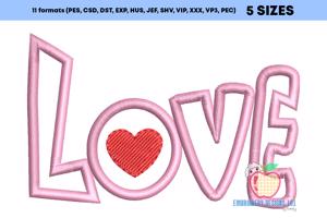 Valentine Heart with LOVE Text Applique