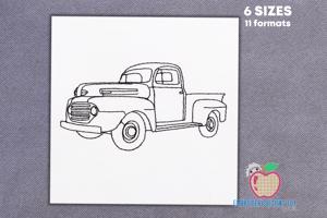 A Truck Of The Old Design Line Art