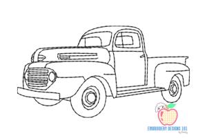 A Truck Of The Old Design Line Art