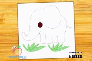 Cute Baby Elephant Sketch Embroidery