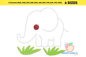 Cute Baby Elephant Sketch Embroidery