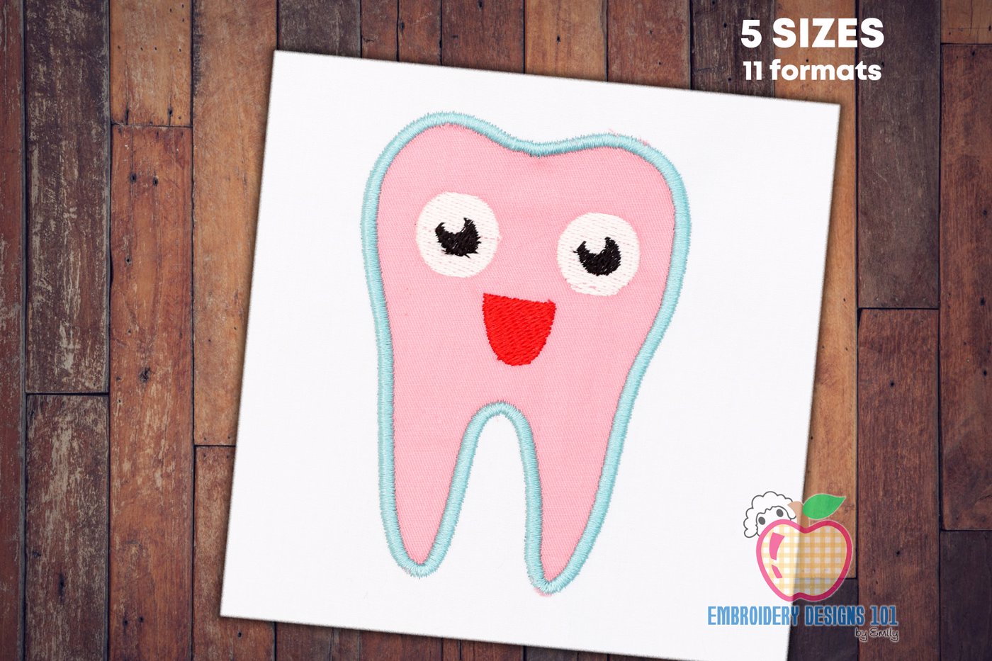 Applique Design Of Happy Tooth