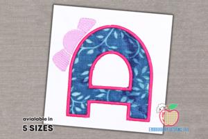 Letter A with Bow Applique