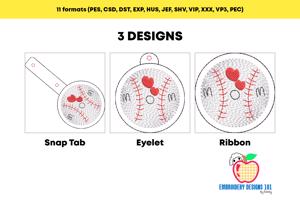 Baseball Mom Heart ITH Keyfob Design